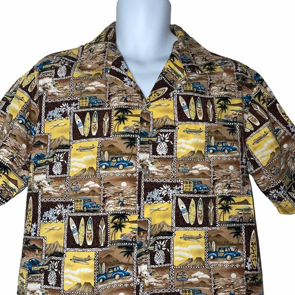 Le Fashion Vintage Car Surfboard Hawaiian Shirt M - Picture 2 of 10